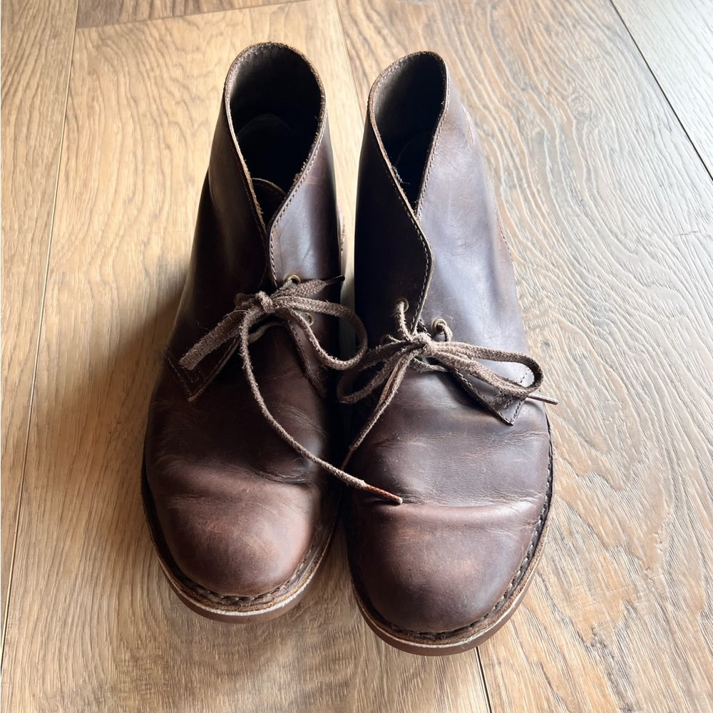 CLARKS Men’s 8.5 Chukka Boots Brown Genuine Leather Shoes